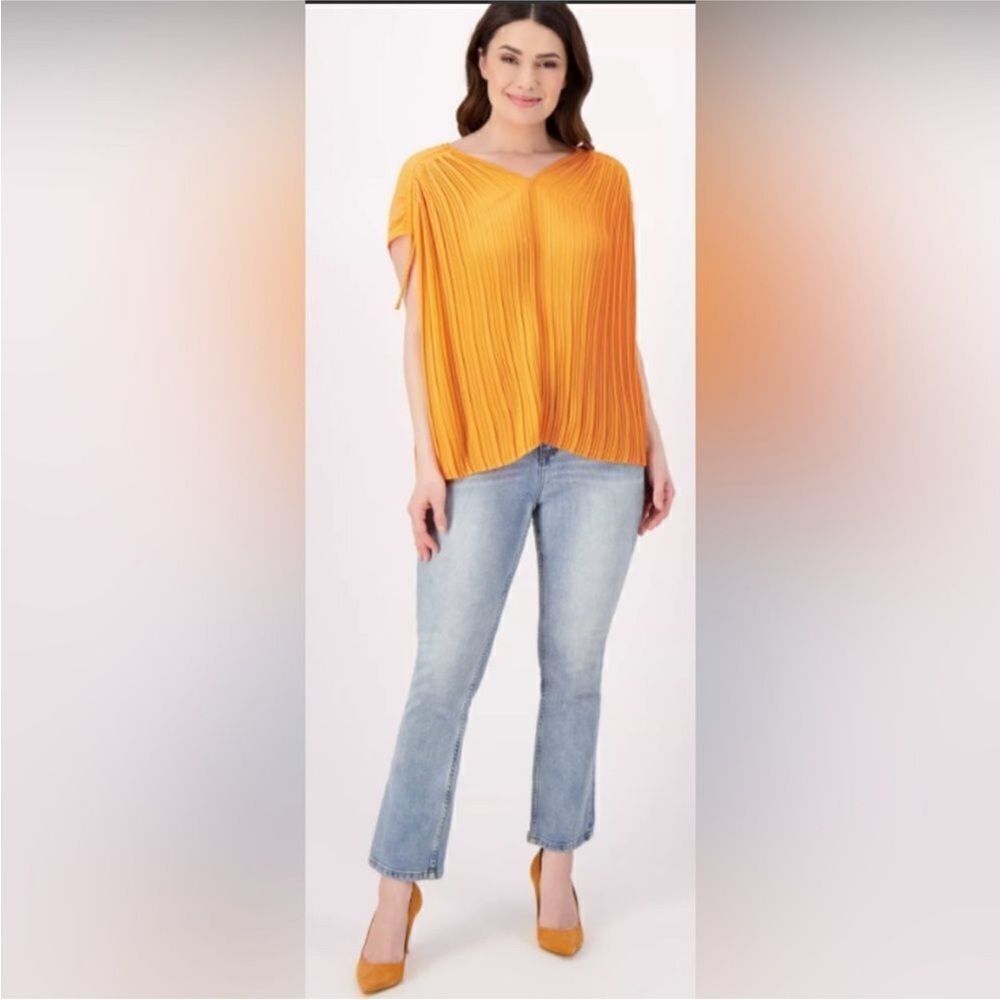 Ted Baker Sunburst Yellow Pleated Top, XL